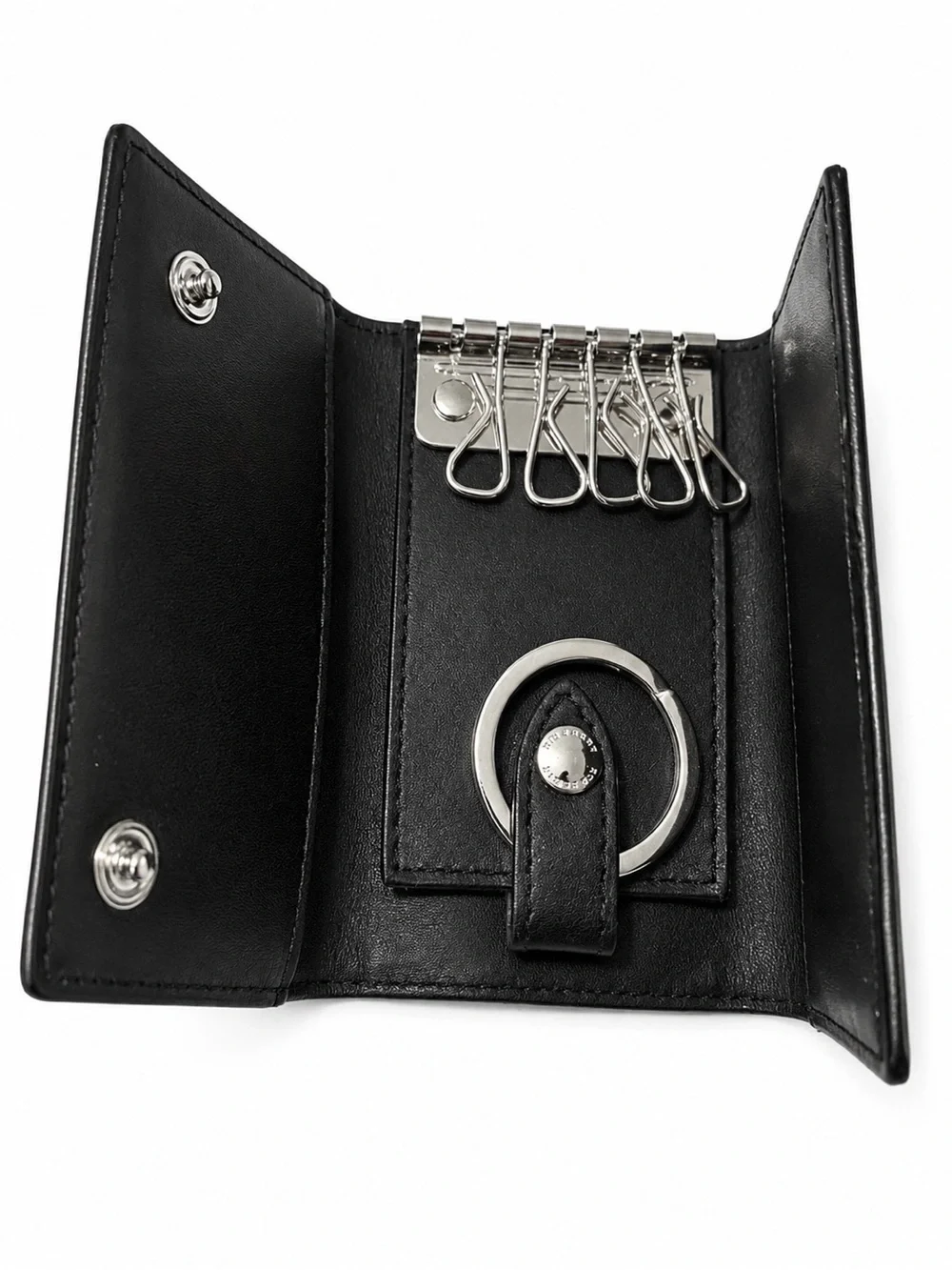 Authentic Burberry Nova Check 6 Hook Key Case Black Leather Key Holder Wallet